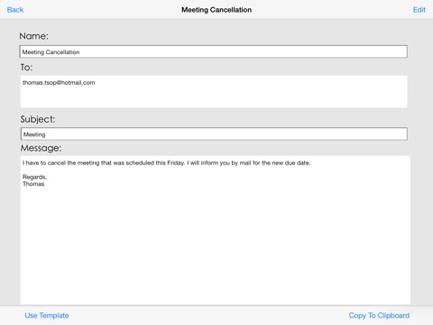 email message template