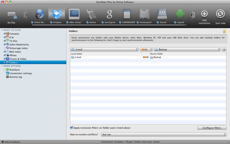 syncmate between outlook on a mac and my iphone