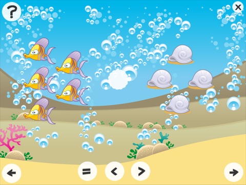 3-6岁儿童的海洋动物的数学游戏:了解数字1-2