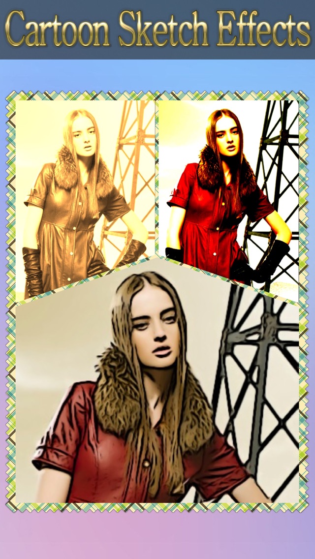 Screenshots of Cartoon Sketch Avatar Free - Pink Pencil & Coloring Toon Camera Photo Effects for iPhone