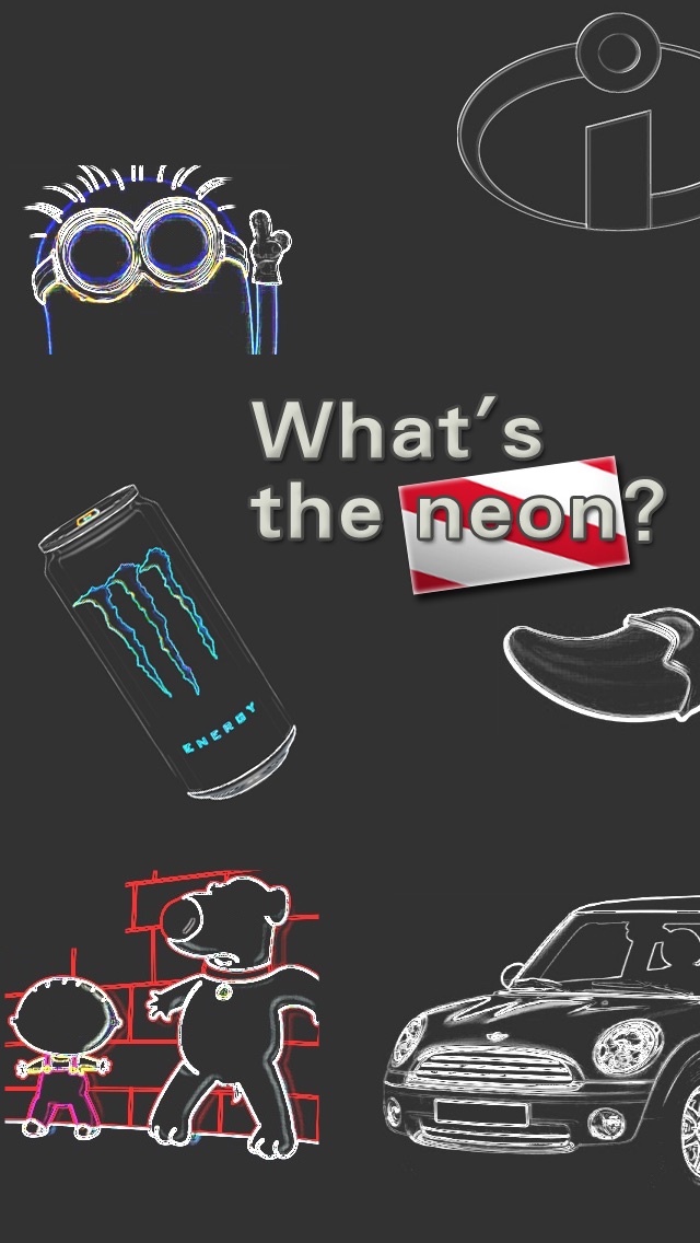 Screenshots of What's the neon? guess the brand mania food movie word color blind logo quiz for iPhone