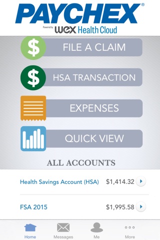 Paychex Benefit Account screenshot