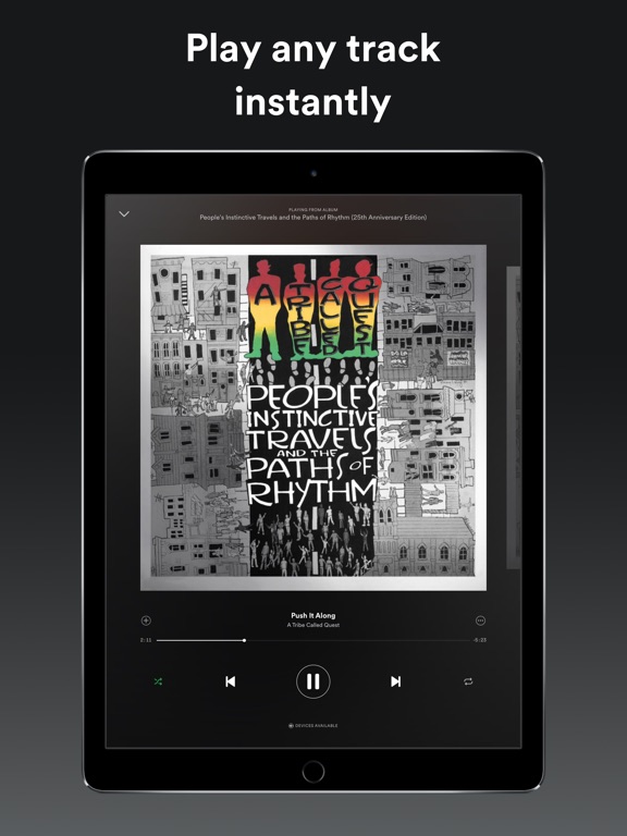 Screenshots of Spotify Music for iPad