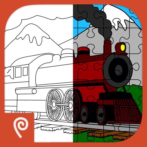 Color It Puzzle It: Trains