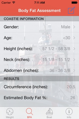 Coast Guard Fitness Calculator screenshot