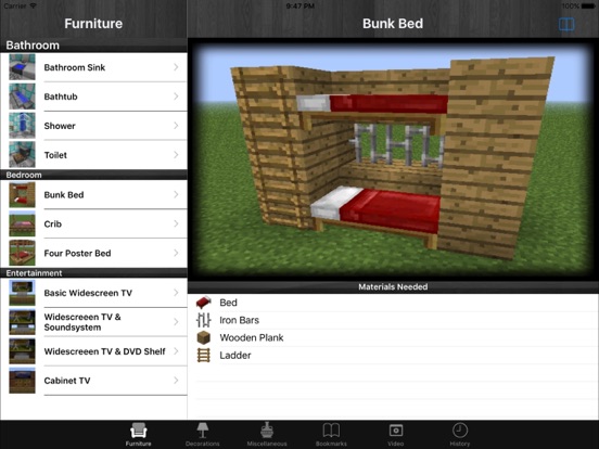 Screenshots of Free Furniture For Minecraft PE (Pocket Edition) for iPad