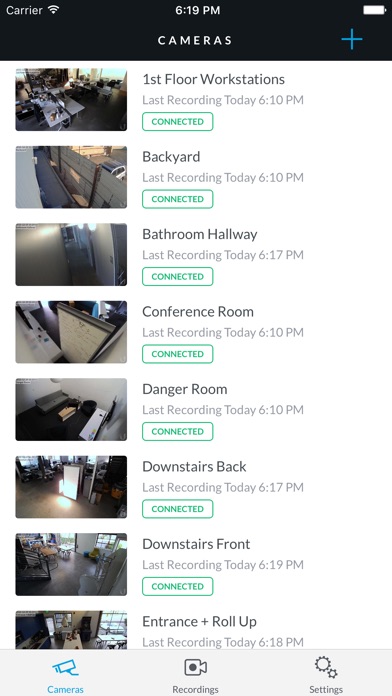 Screenshots of UniFi Video for iPhone