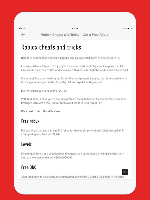 Screenshots of Free Cheats for Roblox - Free Robux Guide for iPad