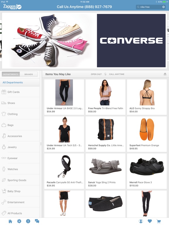 Screenshots of Zappos for iPad