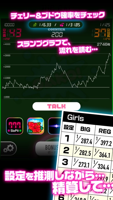 パチスロ JUG GAL - スロット/パチンコ 無料 スロアプリ 〜 小役と収支で設定を判別 〜のスクリーンショット4 パチスロ JUG GAL - スロット/パチンコ 無料 スロアプリ 〜 小役と収支で設定を判別 〜のスクリーンショット4