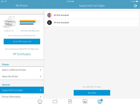 Screenshots of HP All-in-One Printer Remote for iPad